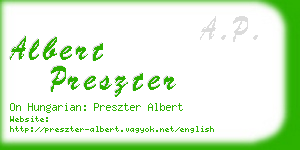 albert preszter business card